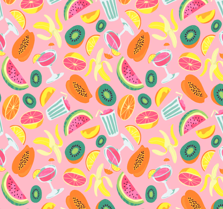 Toile fenêtre cuisine motif de fruits colorés - TenStickers