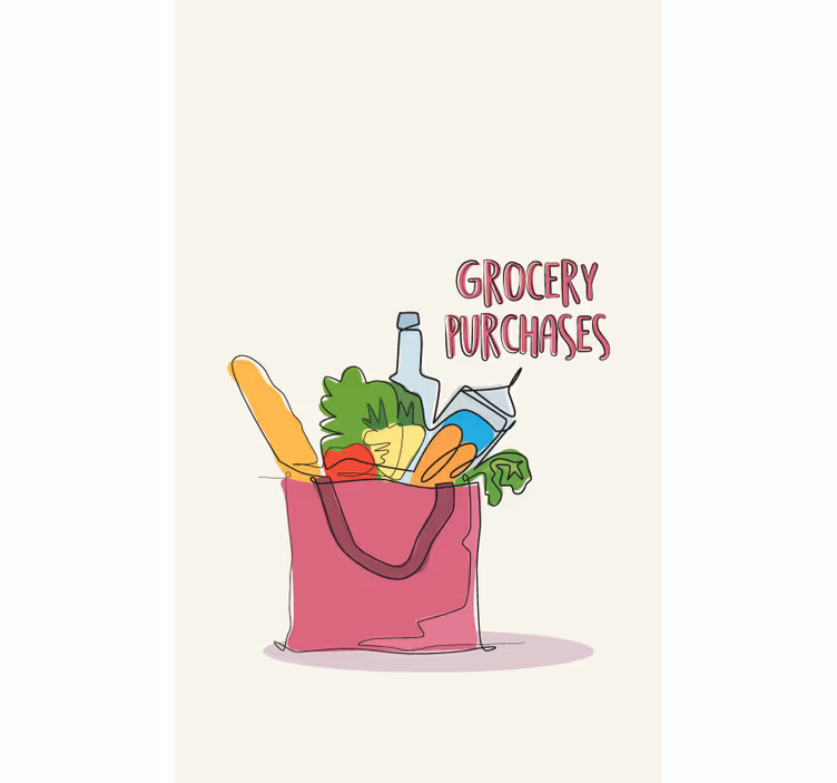 Toile fenêtre cuisine illustration d'épicerie - TenStickers