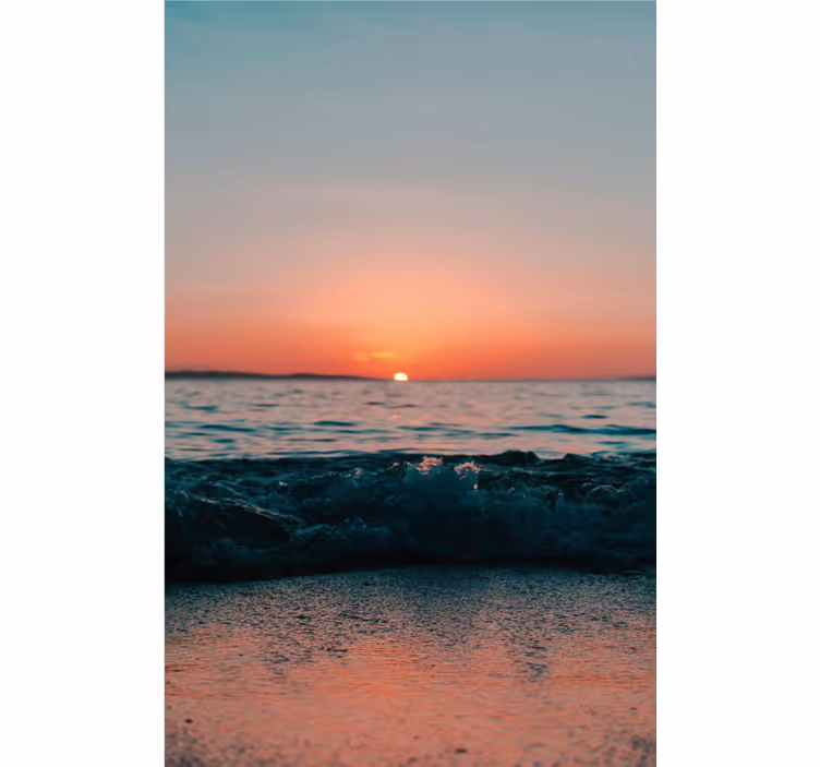 Toile fenêtre salle de bain coucher de soleil sur une plage - TenStickers