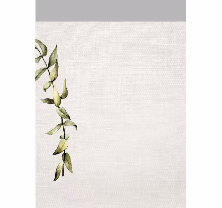 Toile fenêtre salle de bain imitation lin blanc et branche de feu - TenStickers