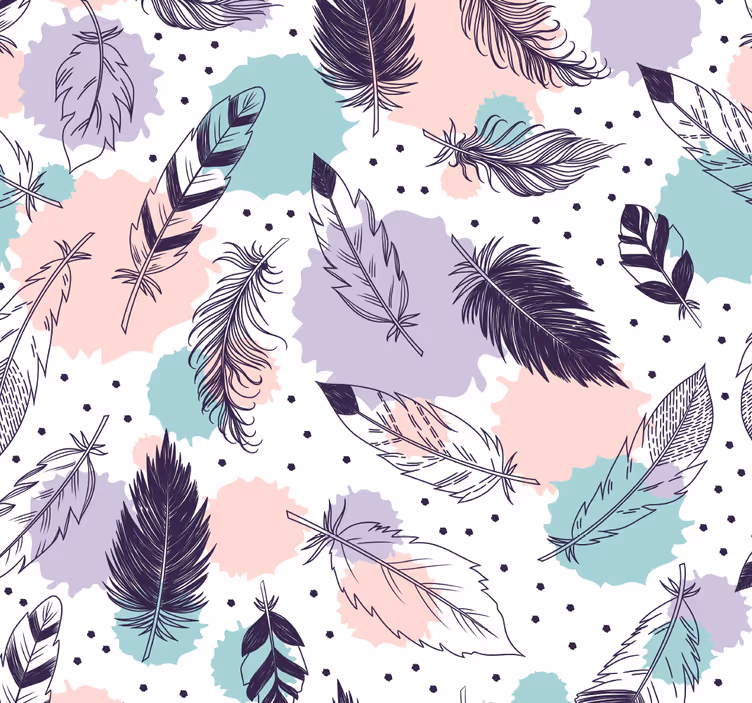 Toile fenêtre salle de bain motif de plumes bohème - TenStickers