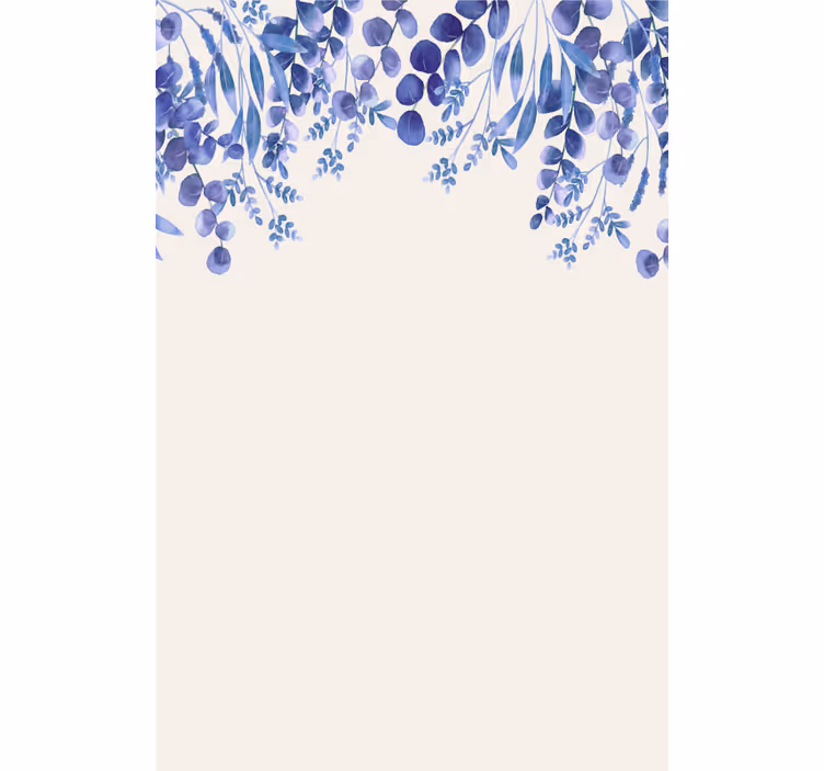 Toile fenêtre salle de bain branches de feuilles tombantes bleues - TenStickers