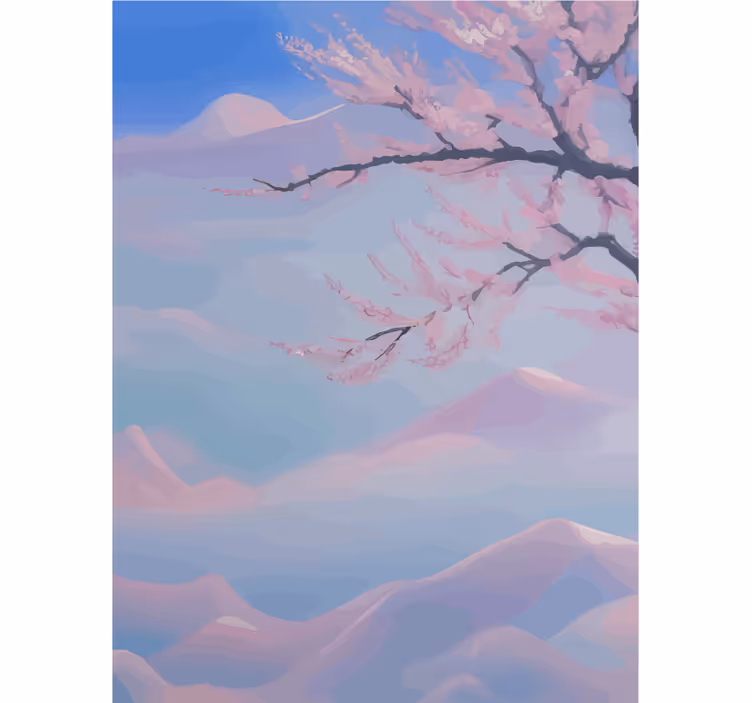 Toile fenêtre salle de bain branche de fleurs de cerisier zen - TenStickers