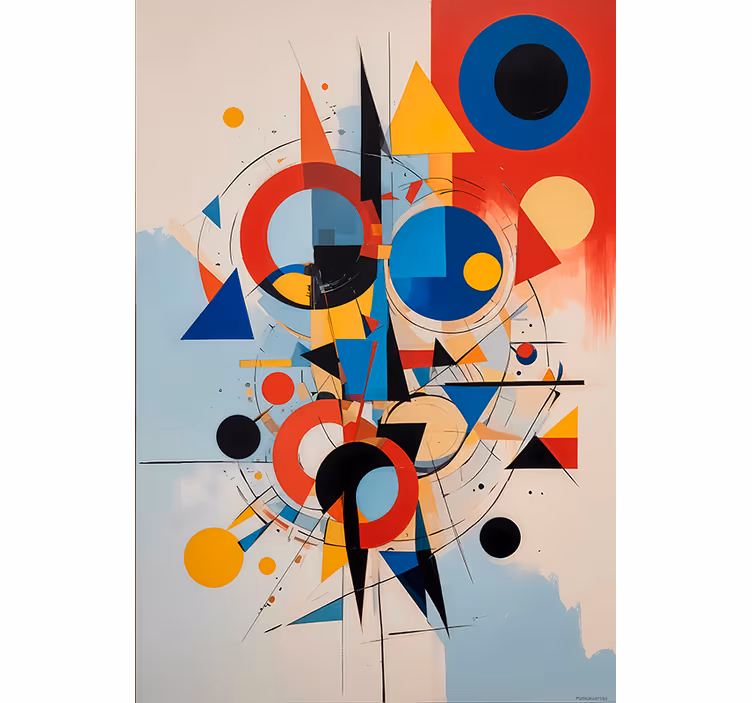 Toile fenêtre dessin peinture géométrique - TenStickers