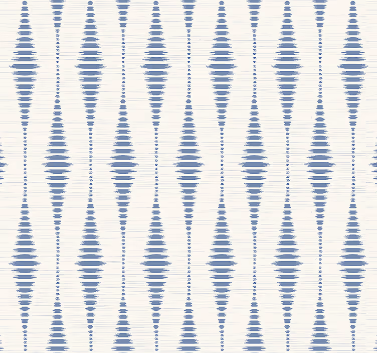 Toile fenêtre salon rabaul ikat bleu et beige - TenStickers