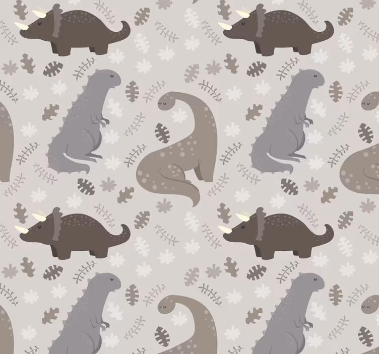 Toile fenêtre dinosaures motif gris - TenStickers