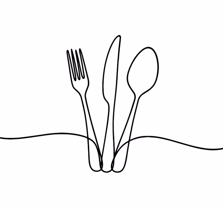 Toile fenêtre cuisine lignes élégantes d'ustensiles - TenStickers