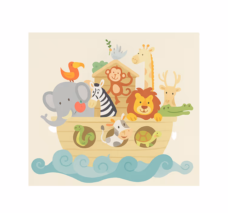Toile fenêtre chambre enfant design arche de noé - TenStickers
