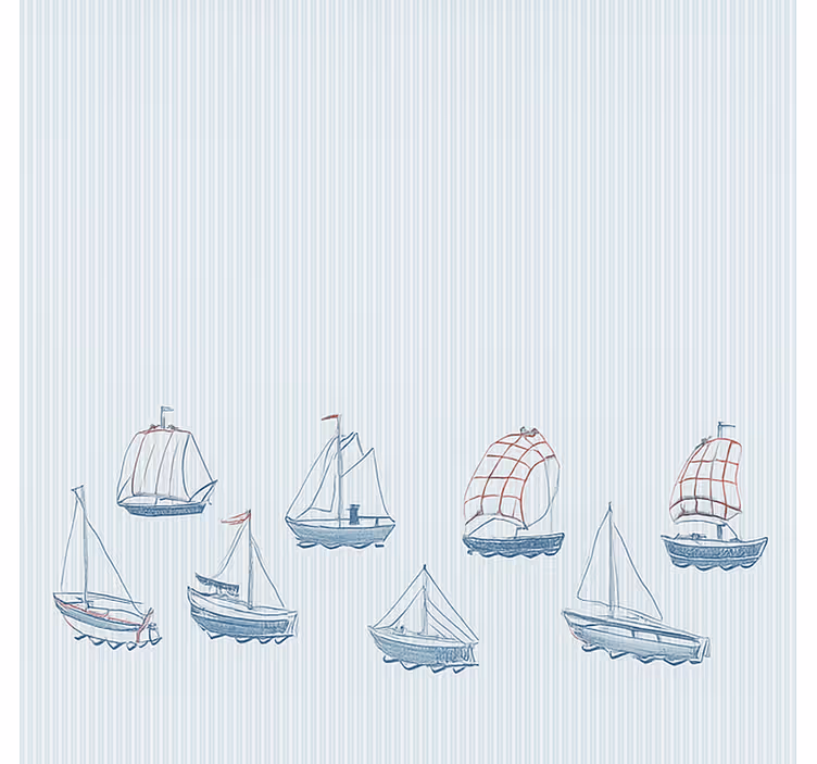 Toile fenêtre chambre enfant voiliers bleus - TenStickers