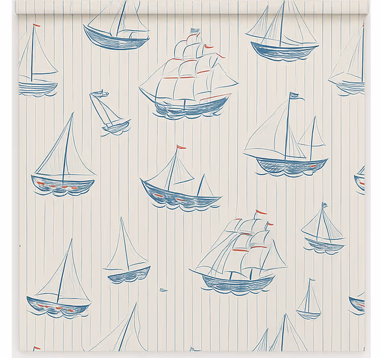 Toile fenêtre chambre enfant dessin de conception de bateaux - TenStickers