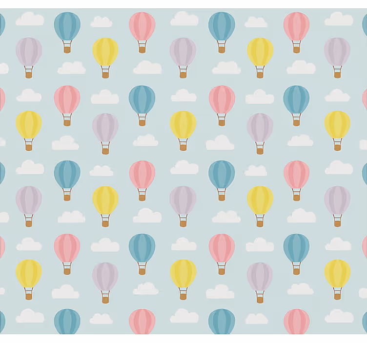 Toile fenêtre chambre enfant montgolfières bleues - TenStickers