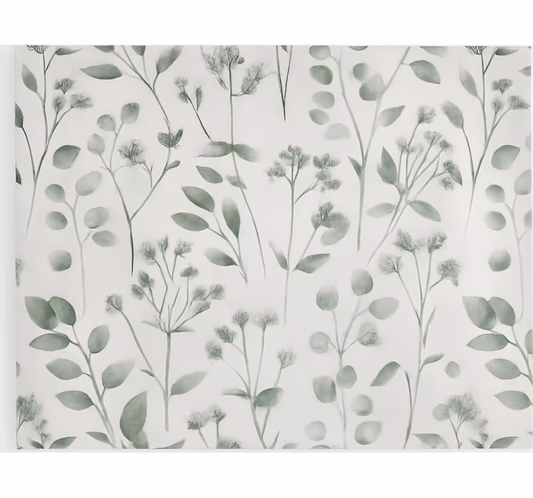 Toile fenêtre cuisine aquarelle feuilles élégantes - TenStickers