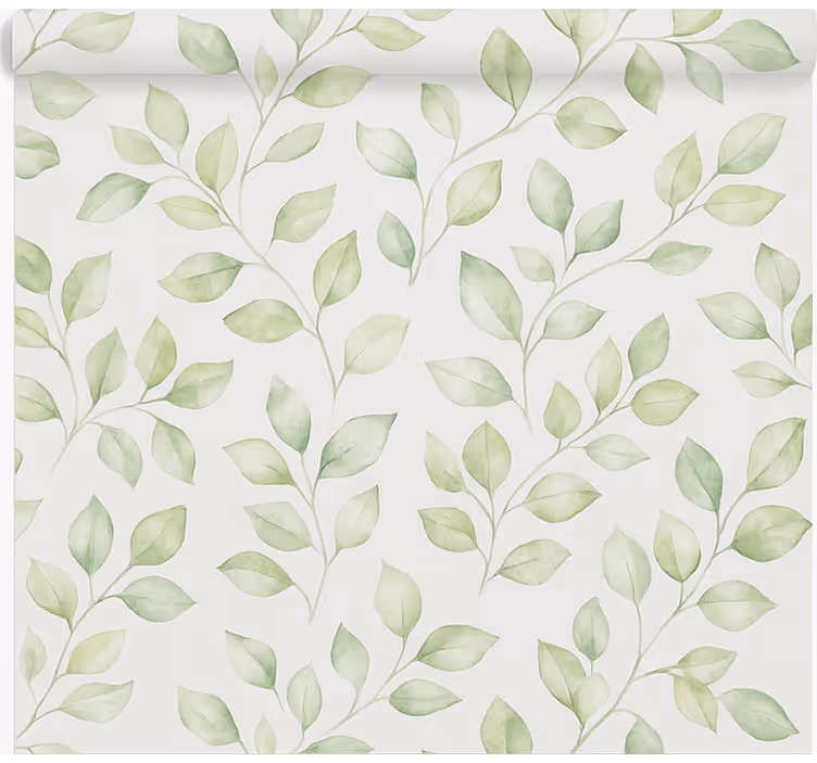 Toile fenêtre salle de bain fond blanc avec des feuilles - TenStickers