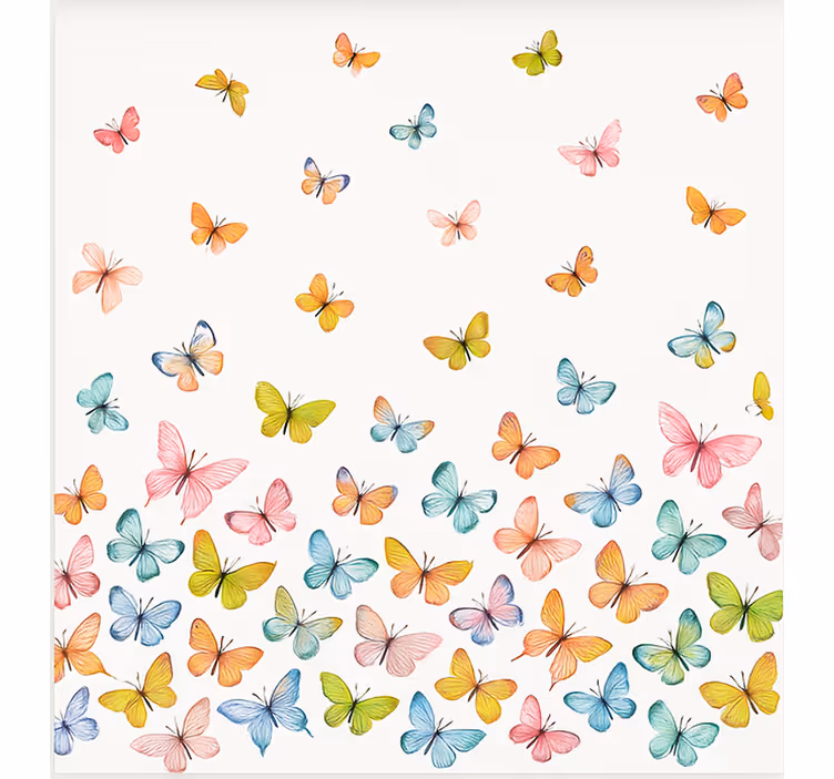 Toile fenêtre chambre enfant papillons colorés volants - TenStickers