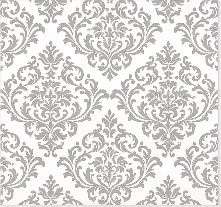 Toile fenêtre salon motif baroque gris - TenStickers