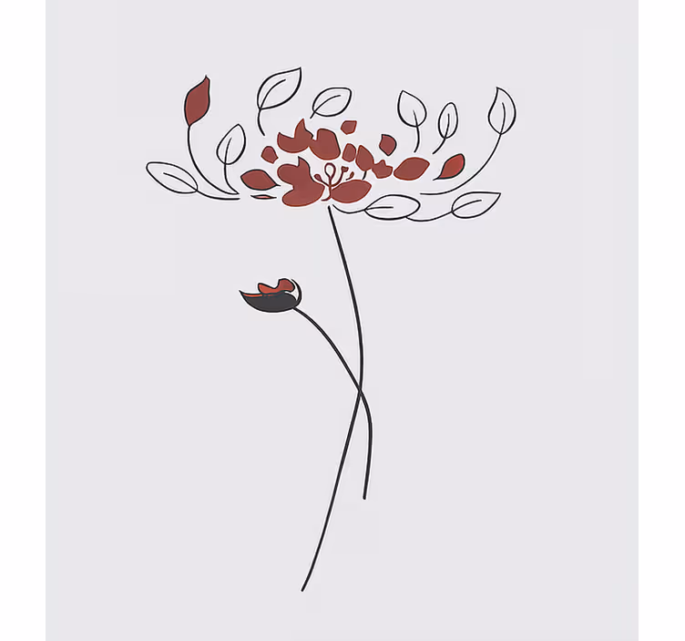 Toile fenêtre chambre enfant croquis botanique minimaliste - TenStickers