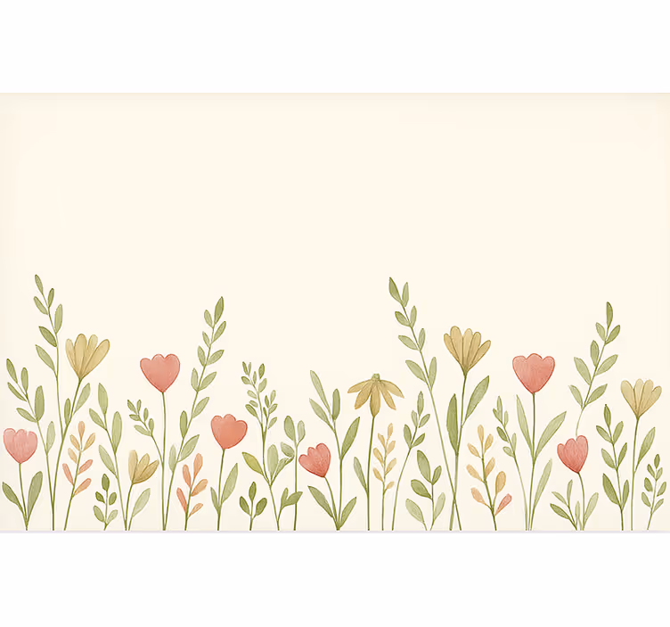 Toile fenêtre cuisine bordure de fleurs des champs - TenStickers