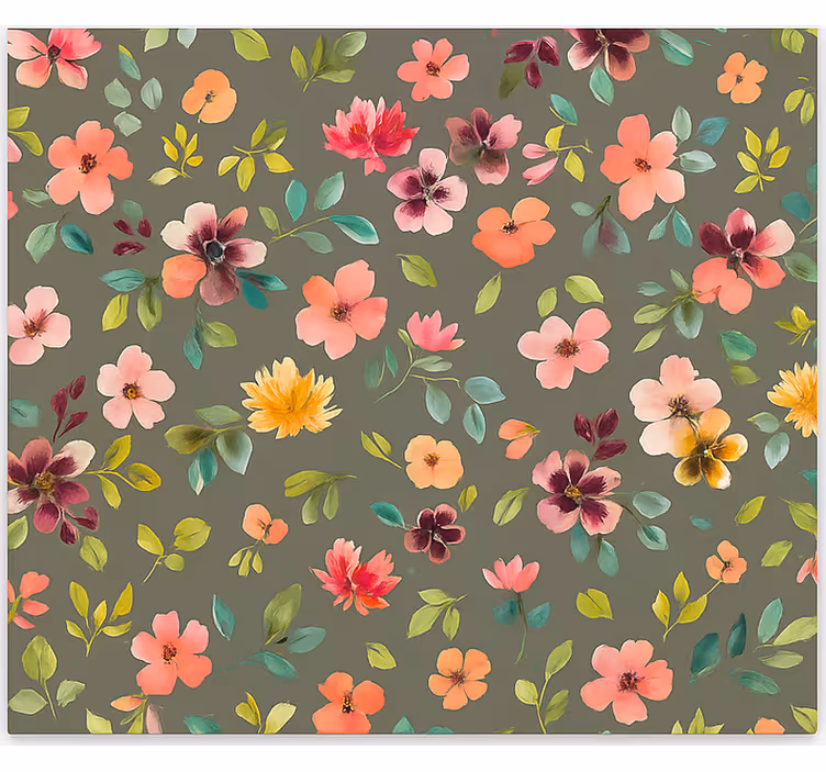 Toile fenêtre cuisine fleurs aquarelles vibrantes - TenStickers