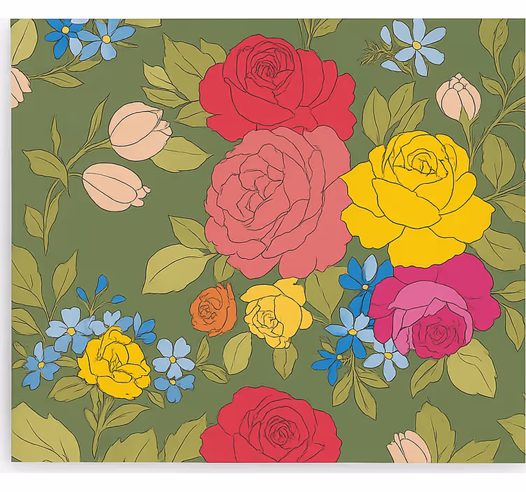 Toile fenêtre cuisine motif floral rose - TenStickers