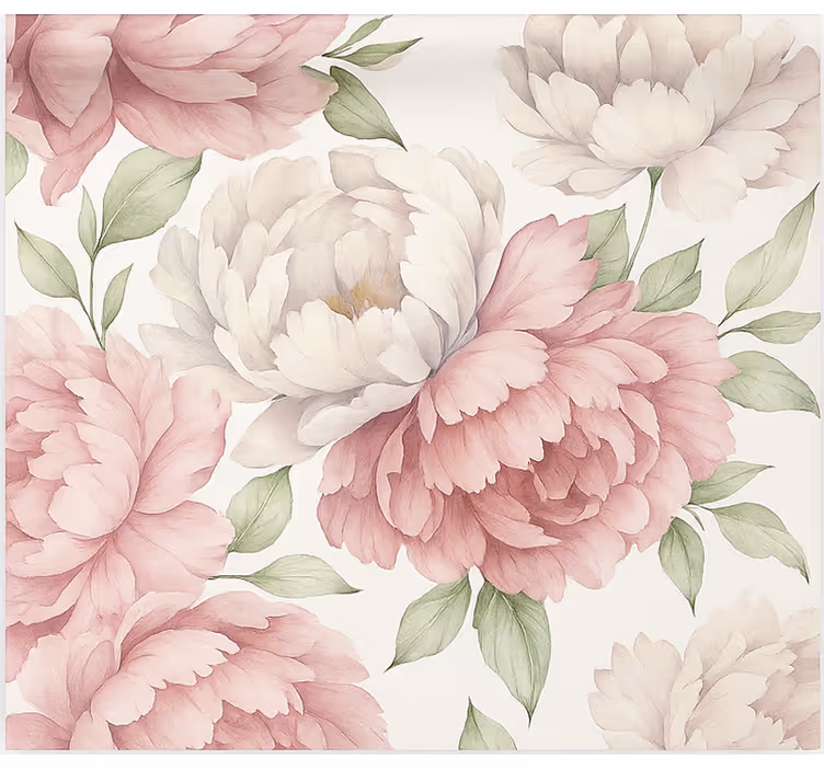 Toile fenêtre cuisine imprimé pivoine rougissante - TenStickers