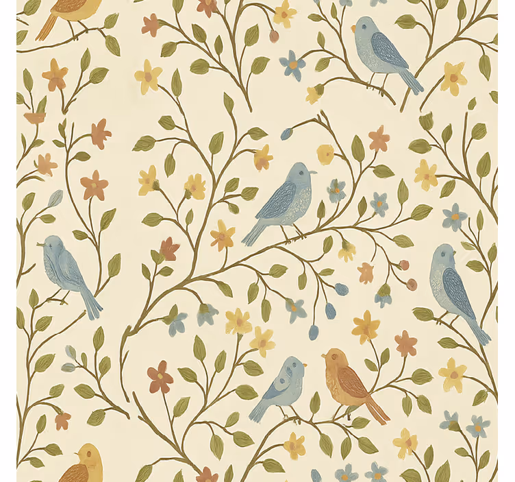 Toile fenêtre salon oiseau et branche colorés - TenStickers