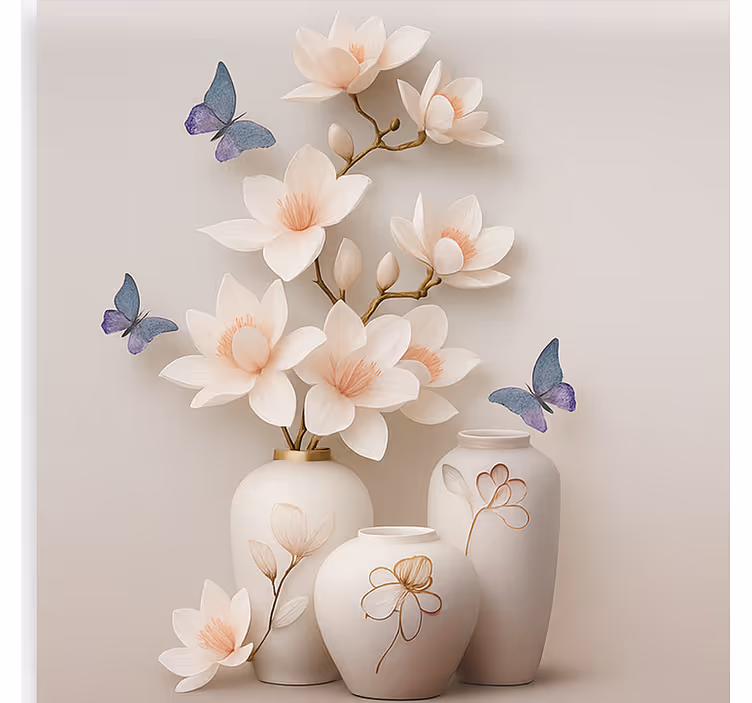 Toile fenêtre salon art floral 3d - TenStickers