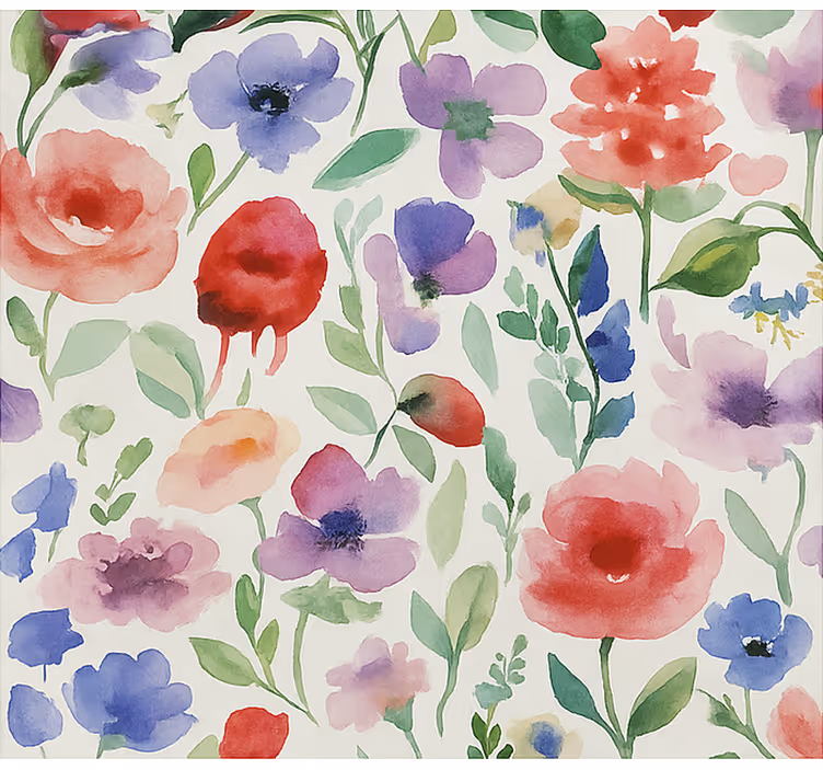 Toile fenêtre salon aquarelle florale vibrante - TenStickers
