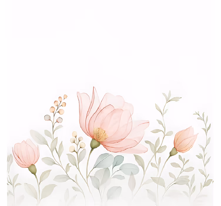 Toile fenêtre chambre couple fleurs translucides abstraites - TenStickers