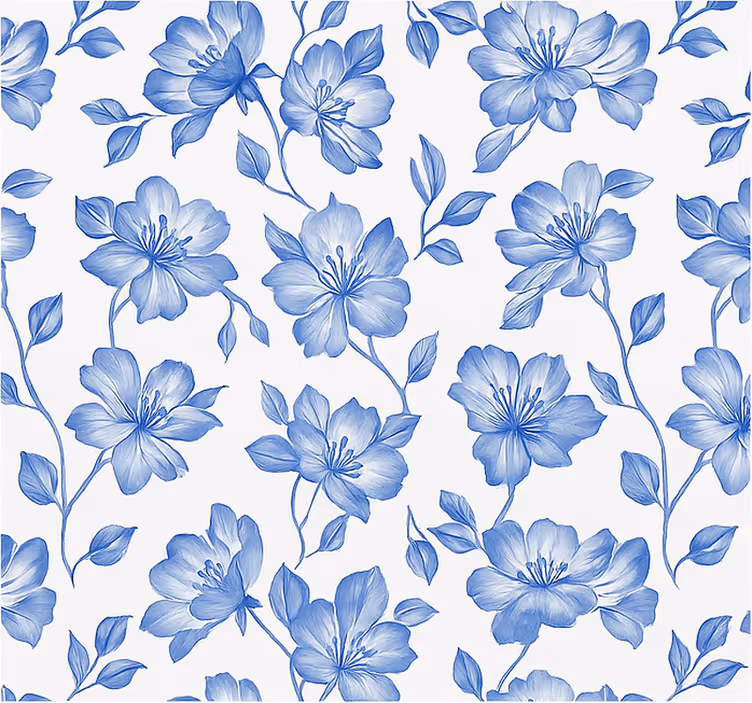 Toile fenêtre chambre couple fleuri bleu et blanc - TenStickers