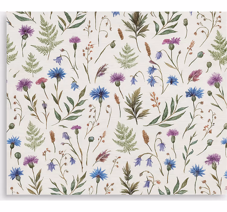 Toile fenêtre salon motif de prairie de fleurs sauvages - TenStickers
