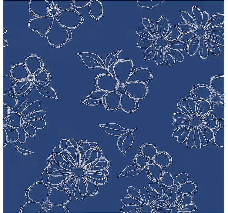 Toile fenêtre chambre couple fleurs aux contours bleus - TenStickers