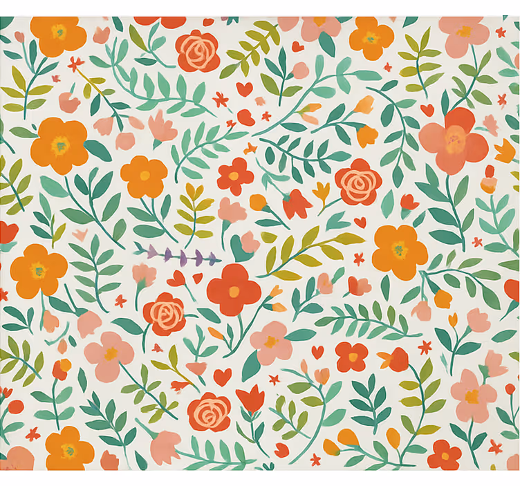 Toile fenêtre chambre bébé fleurs stylisées joyeuses - TenStickers