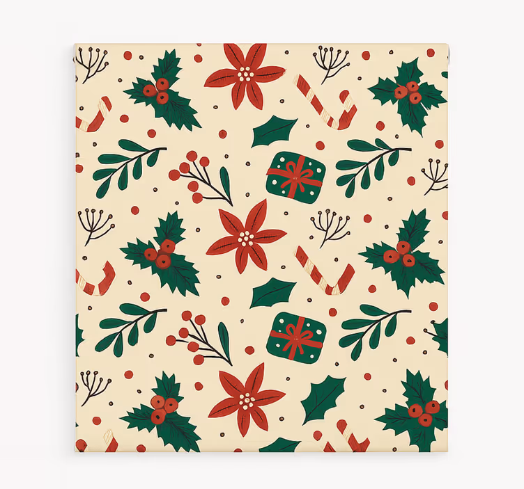 Toile fenêtre salon forêt d'ornements rouges - TenStickers
