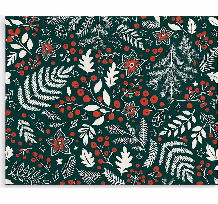 Toile fenêtre salon motif floral de noël - TenStickers