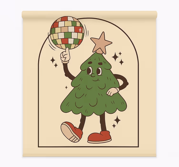 Toile fenêtre salon arbre disco groovy - TenStickers