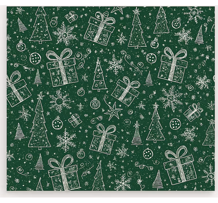 Toile fenêtre salon noël vert et blanc - TenStickers