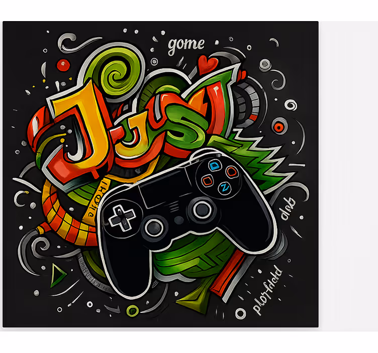 Toile fenêtre geek graffiti juste une manette de jeu - TenStickers