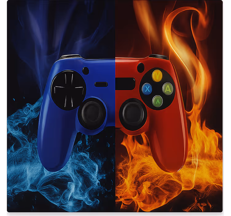 Toile fenêtre geek console de feu et de glace - TenStickers