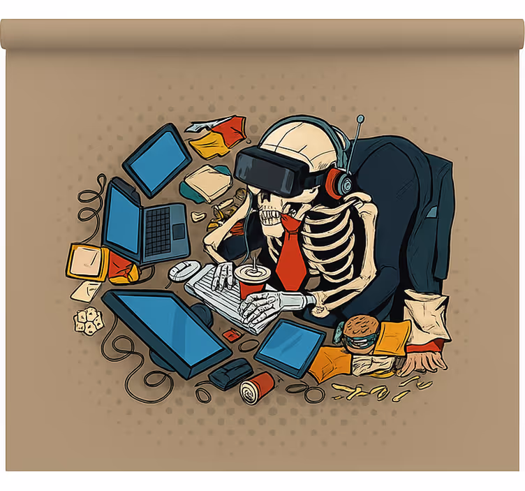 Toile fenêtre geek squelette rétro gamer - TenStickers