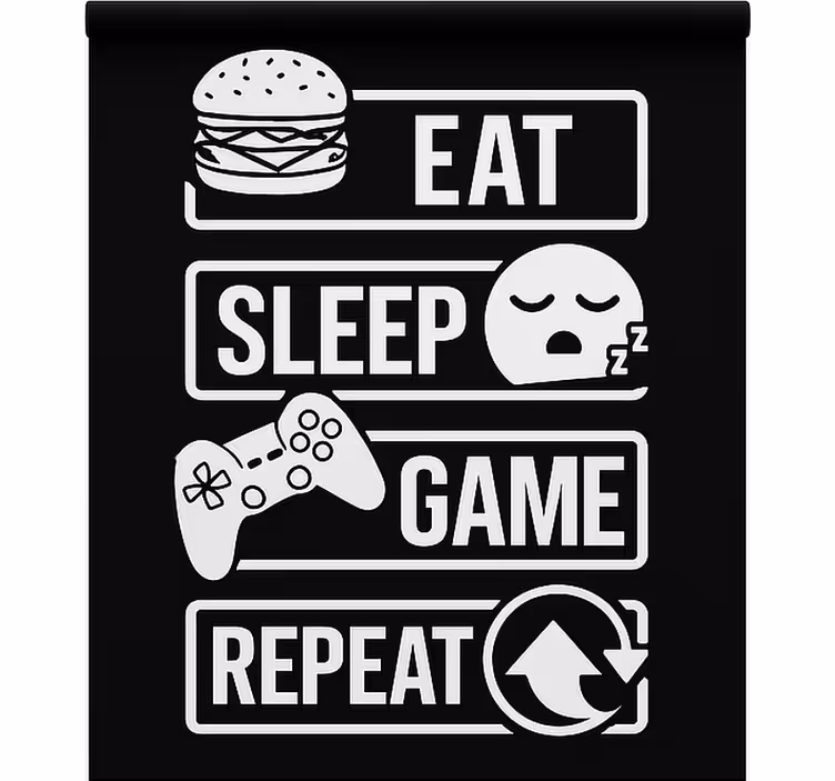 Toile fenêtre geek jeu manger dormir répéter - TenStickers