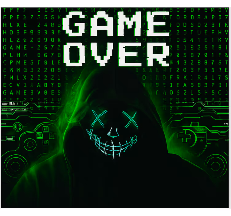 Toile fenêtre geek game over piraté masqué - TenStickers