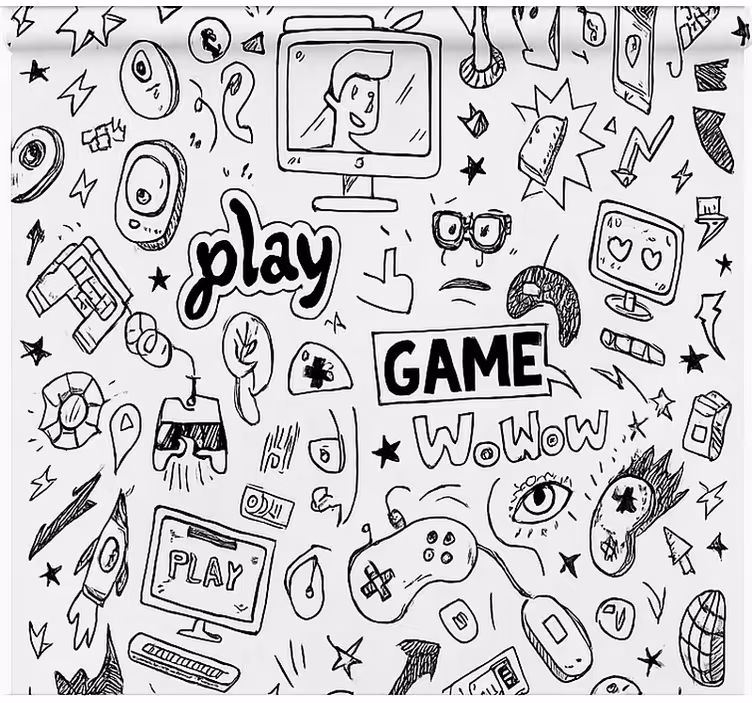 Toile fenêtre geek conception de jeu noir et blanc - TenStickers