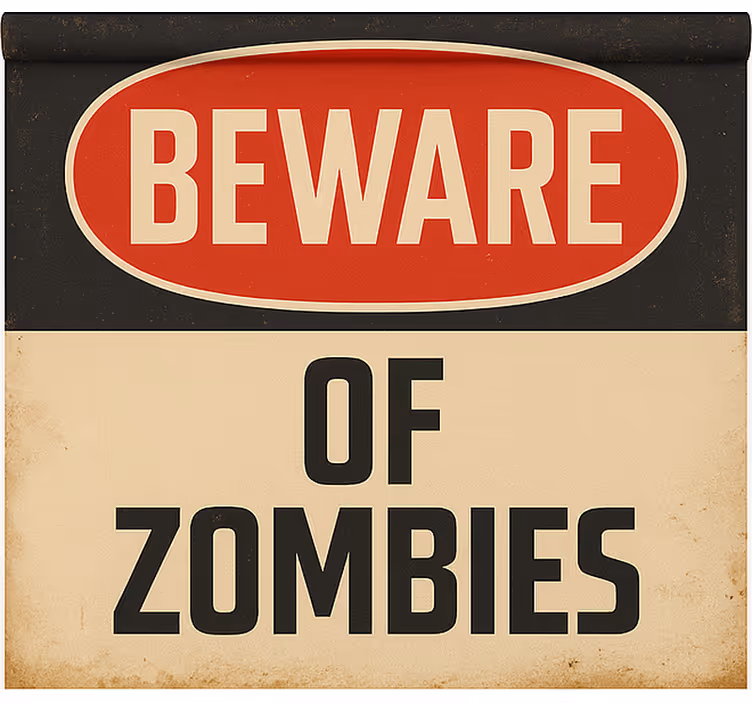 Toile fenêtre geek attention aux zombies - TenStickers