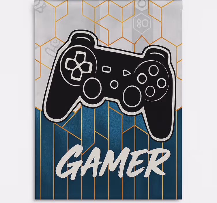 Toile fenêtre geek conception de joueur hexagonale - TenStickers