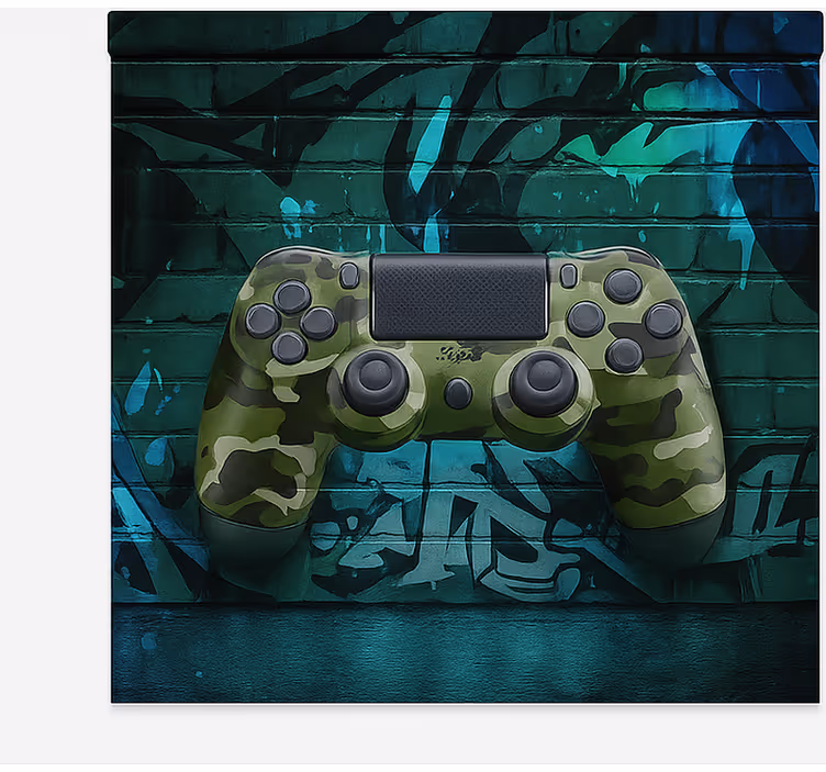 Toile fenêtre geek manette de jeu camouflage graffiti - TenStickers