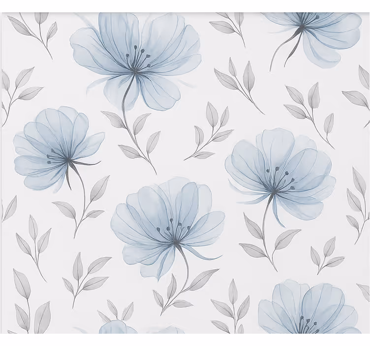 Toile fenêtre chambre adolescent fleurs bleues élégantes - TenStickers