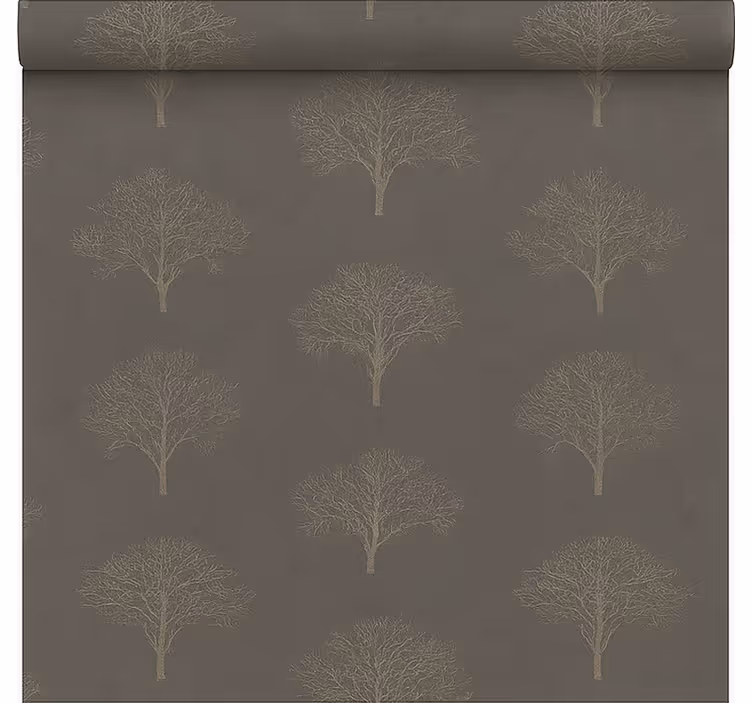 Toile fenêtre salle à manger arbres de la forêt noire beige - TenStickers