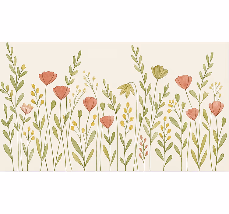 Toile fenêtre salle à manger champ de fleurs de pavot - TenStickers