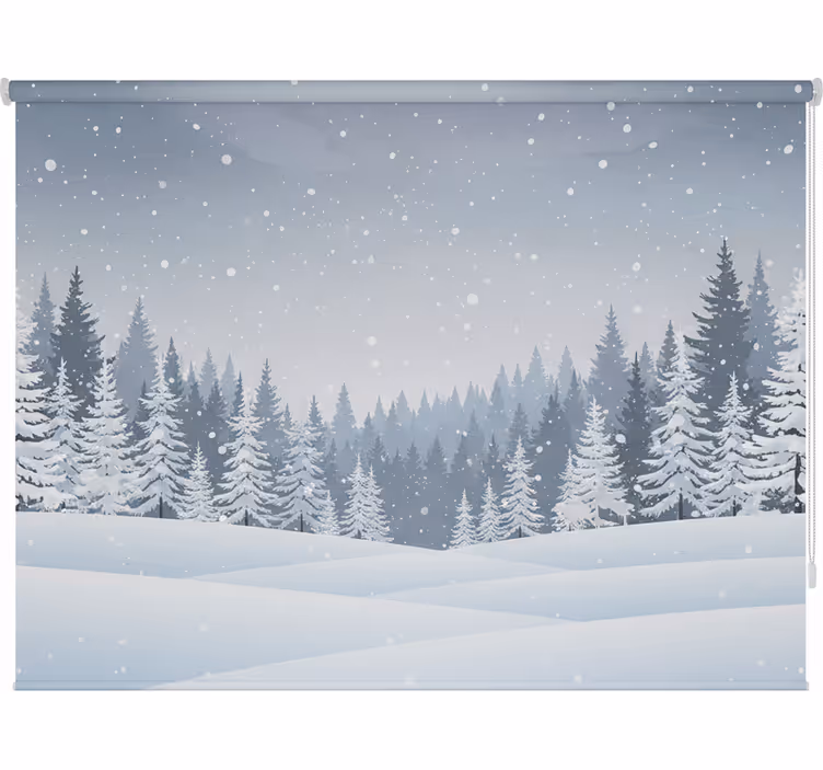 Toile fenêtre nordique scène de forêt d'hiver - TenStickers