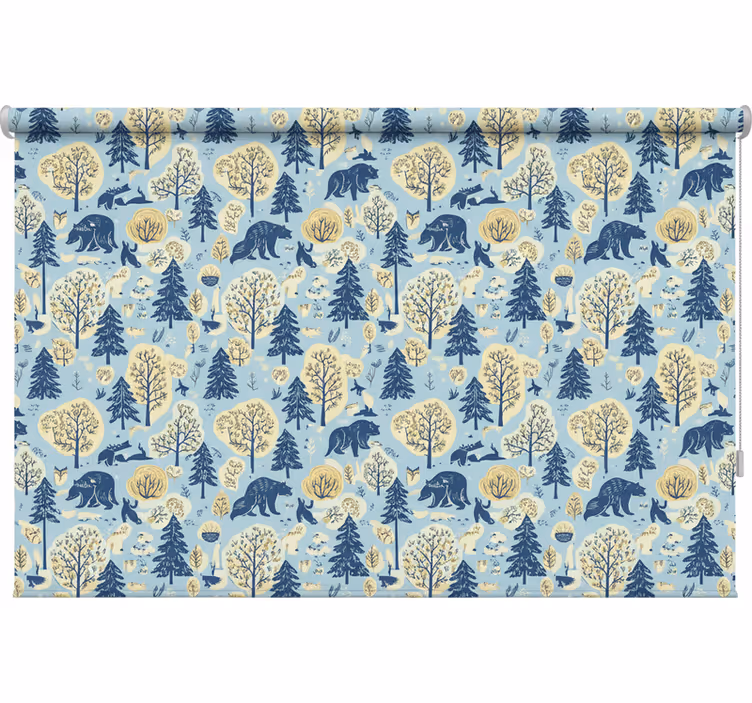 Toile fenêtre nordique ours dans les bois scandinaves - TenStickers